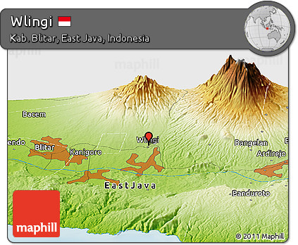 Physical Panoramic Map of Wlingi