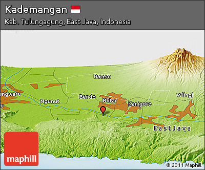 Physical Panoramic Map of Kademangan