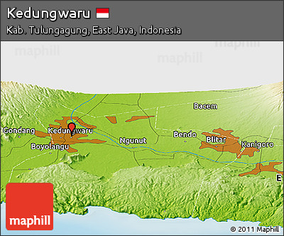 Physical Panoramic Map of Kedungwaru