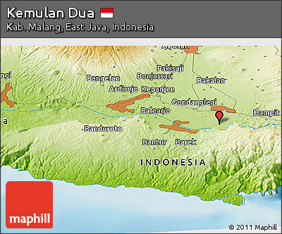 Physical Panoramic Map of Kemulan Dua