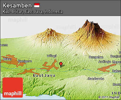 Physical Panoramic Map of Kesamben