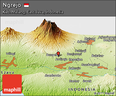Physical Panoramic Map of Ngrejo