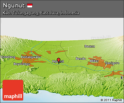 Physical Panoramic Map of Ngunut