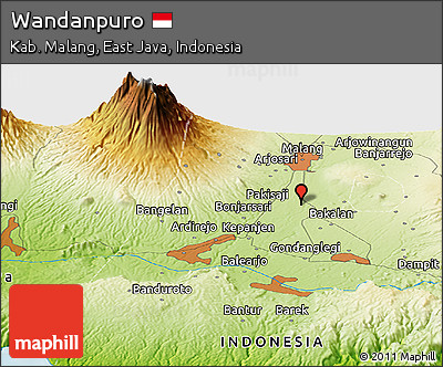 Physical Panoramic Map of Wandanpuro