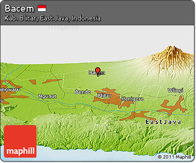 Physical Panoramic Map of Bacem