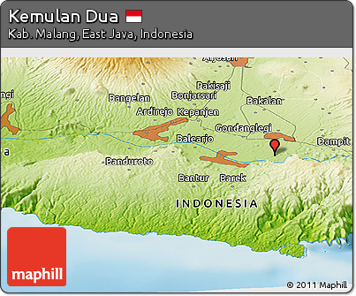 Physical Panoramic Map of Kemulan Dua
