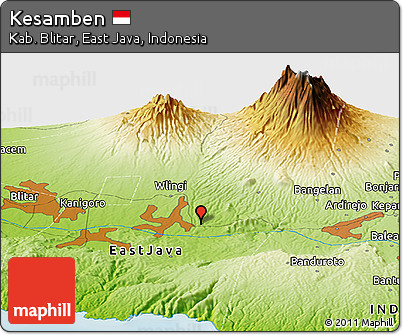Physical Panoramic Map of Kesamben