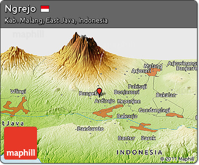 Physical Panoramic Map of Ngrejo