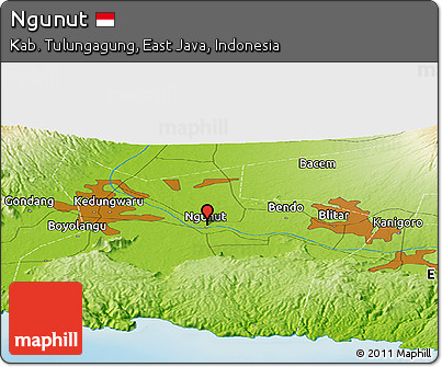 Physical Panoramic Map of Ngunut