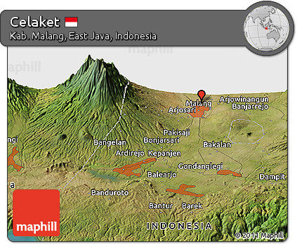 Satellite Panoramic Map of Celaket