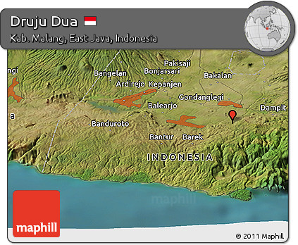 Satellite Panoramic Map of Druju Dua