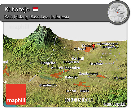 Satellite Panoramic Map of Kutorejo