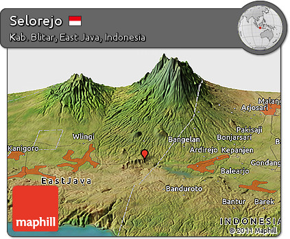 Satellite Panoramic Map of Selorejo