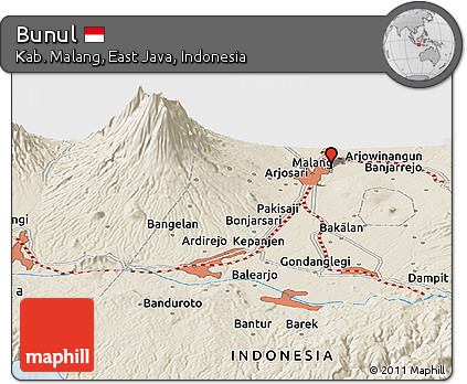 Shaded Relief Panoramic Map of Bunul