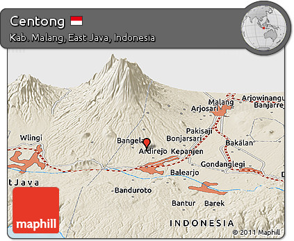 Shaded Relief Panoramic Map of Centong