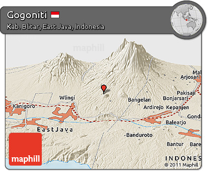 Shaded Relief Panoramic Map of Gogoniti