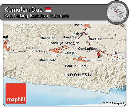 Shaded Relief Panoramic Map of Kemulan Dua