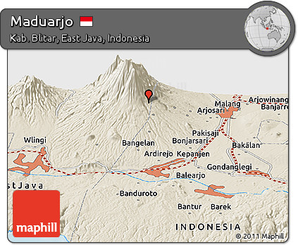 Shaded Relief Panoramic Map of Maduarjo