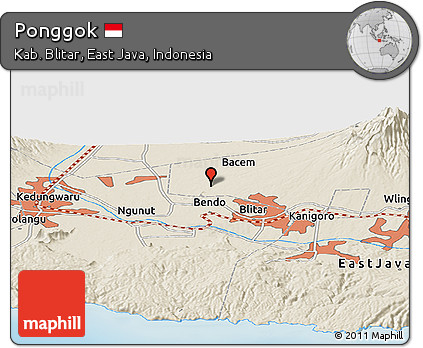 Shaded Relief Panoramic Map of Ponggok