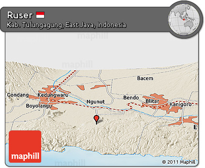 Shaded Relief Panoramic Map of Ruser