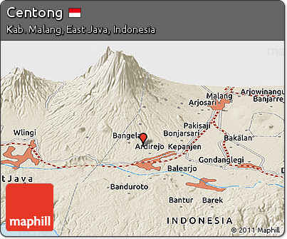 Shaded Relief Panoramic Map of Centong