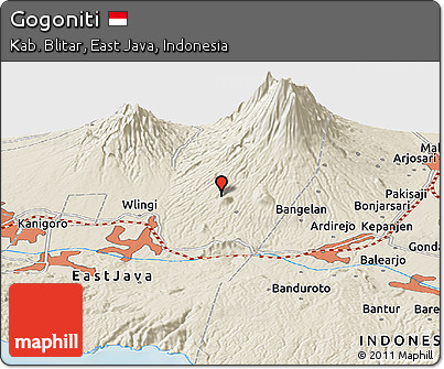 Shaded Relief Panoramic Map of Gogoniti