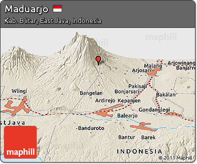 Shaded Relief Panoramic Map of Maduarjo