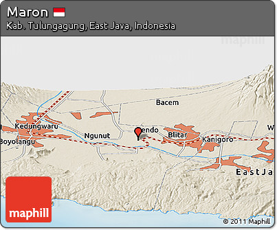 Shaded Relief Panoramic Map of Maron