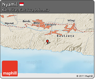 Shaded Relief Panoramic Map of Nyamil