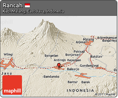 Shaded Relief Panoramic Map of Rancah