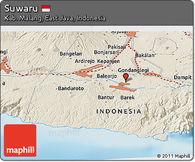 Shaded Relief Panoramic Map of Suwaru