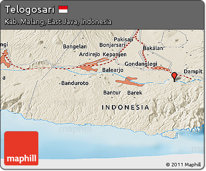 Shaded Relief Panoramic Map of Telogosari