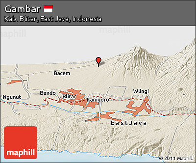 Shaded Relief Panoramic Map of Gambar