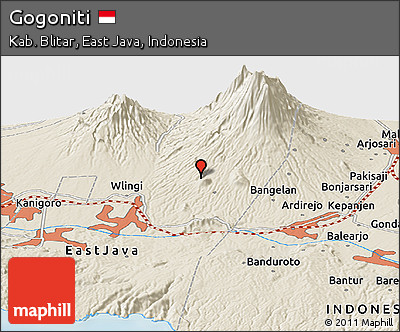 Shaded Relief Panoramic Map of Gogoniti