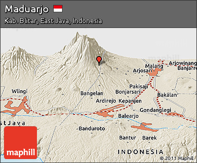 Shaded Relief Panoramic Map of Maduarjo