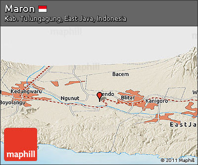 Shaded Relief Panoramic Map of Maron