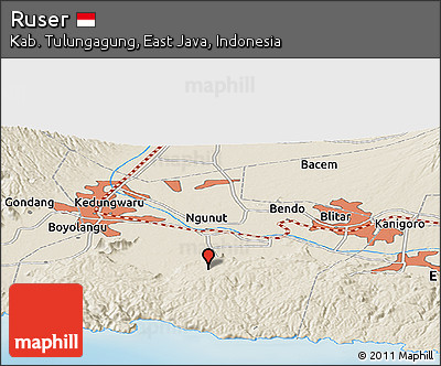 Shaded Relief Panoramic Map of Ruser