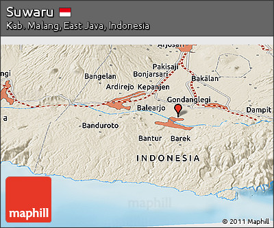 Shaded Relief Panoramic Map of Suwaru