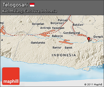 Shaded Relief Panoramic Map of Telogosari