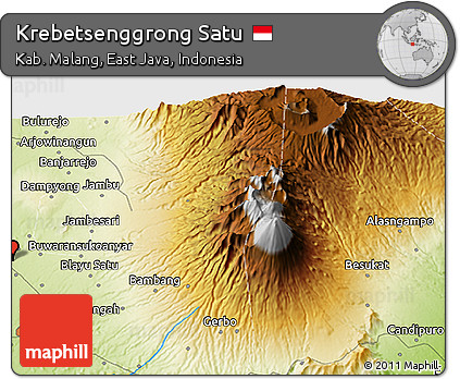 Physical 3D Map of Krebetsenggrong Satu