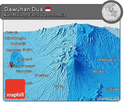 Political 3D Map of Dawuhan Dua