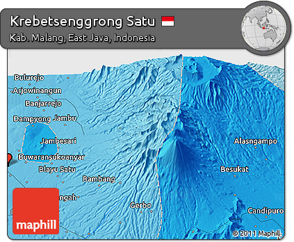 Political 3D Map of Krebetsenggrong Satu