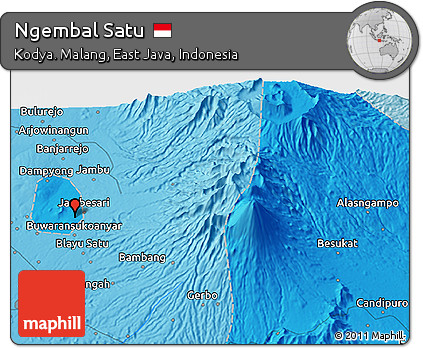 Political 3D Map of Ngembal Satu