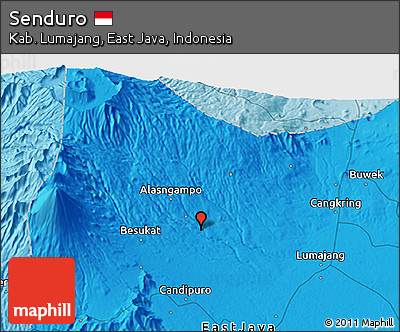 Political 3D Map of Senduro