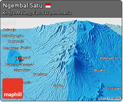 Political 3D Map of Ngembal Satu