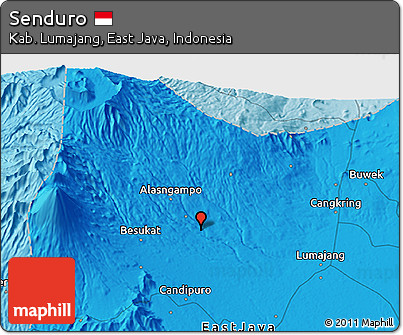 Political 3D Map of Senduro