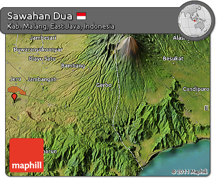 Satellite 3D Map of Sawahan Dua