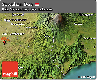 Satellite 3D Map of Sawahan Dua