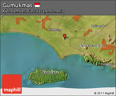 Satellite 3D Map of Gumukmas