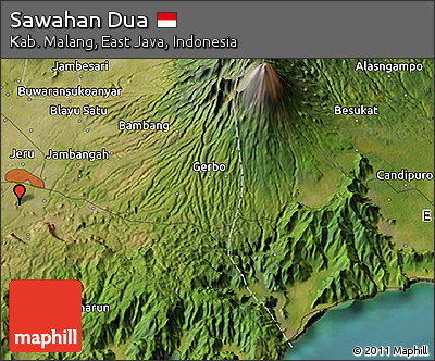Satellite 3D Map of Sawahan Dua